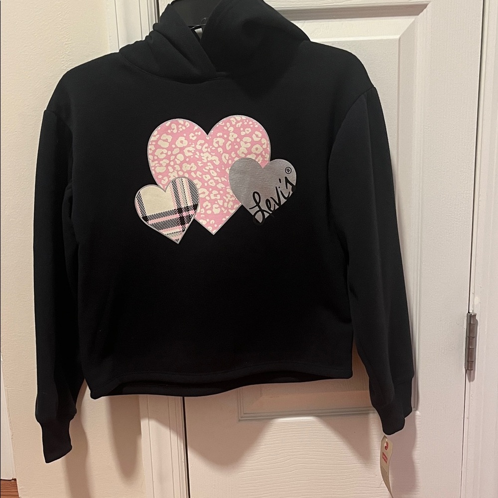 Levi's Black Hoodie with Heart Accents